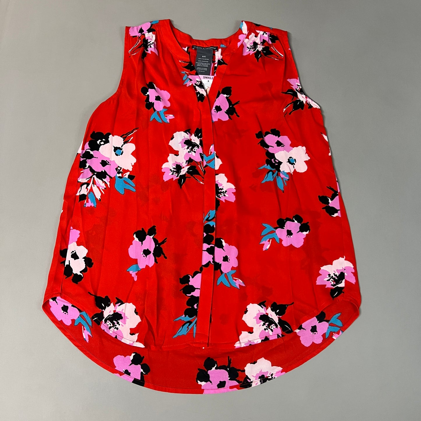 CHELSEA & THEODORE Sleeveless Blouse Women's Size S Red Floral Paisley 2165072 (NEW)