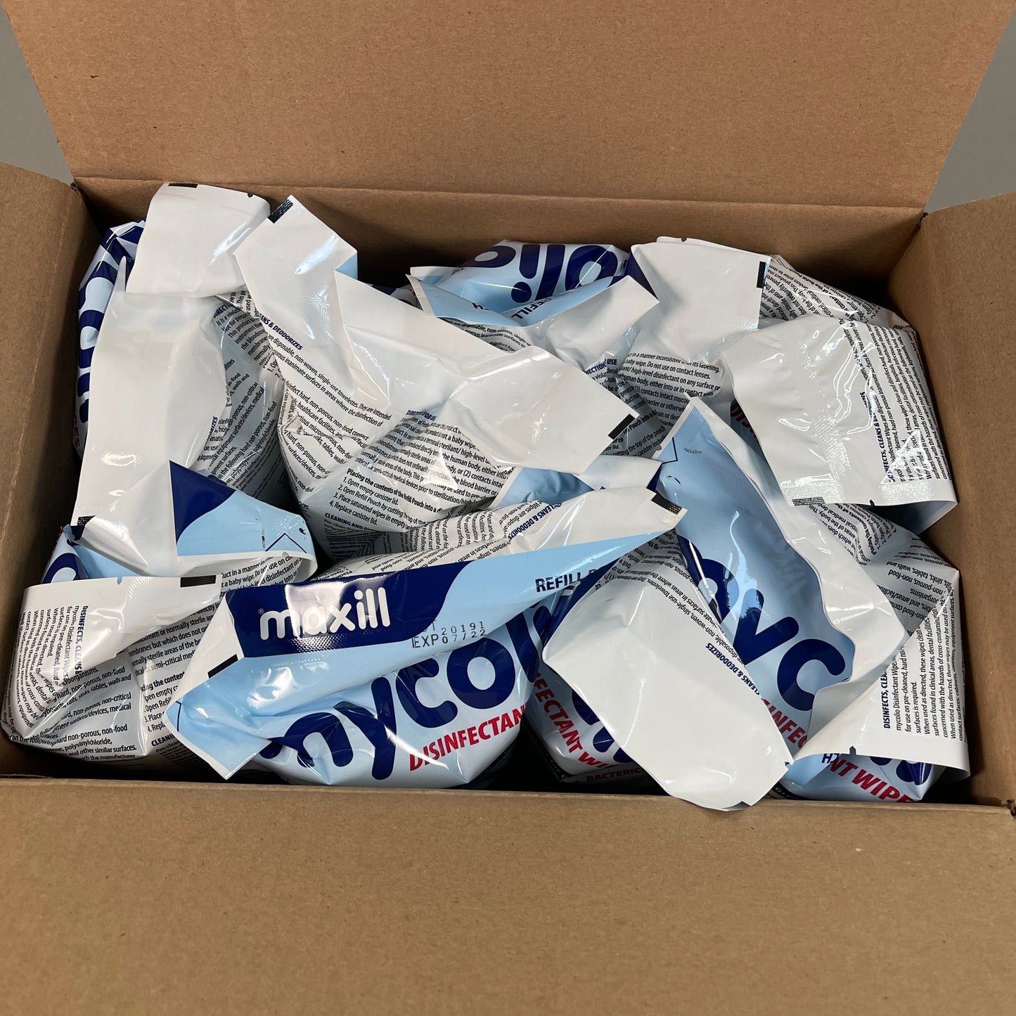 Z@ MYCOLIO (MAXILL) Disinfectant Wipes - CASE OF 8 REFILL BAGS! Expires 07/22 (New) E