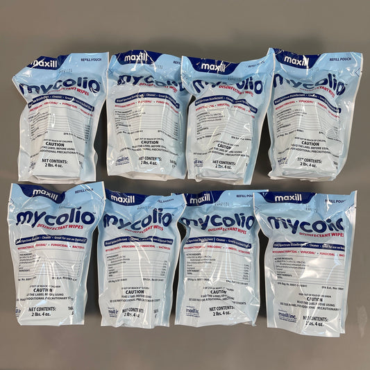 Z@ MYCOLIO (MAXILL) Disinfectant Wipes - CASE OF 8 REFILL BAGS! Expires 07/22 (New) G