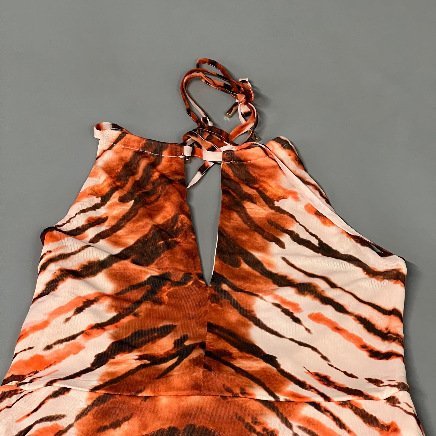 AFRM X Revolve Kalina Halter Mesh Mini Dress Women's XS Placement Tiger AED021762 (New)