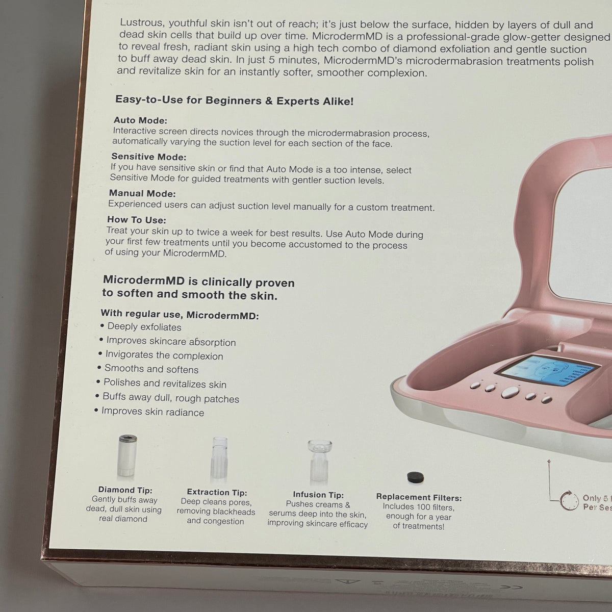 TROPHY SKIN Microderm MD Microdermabrasion System Home TSMMD02-B Blush (New)