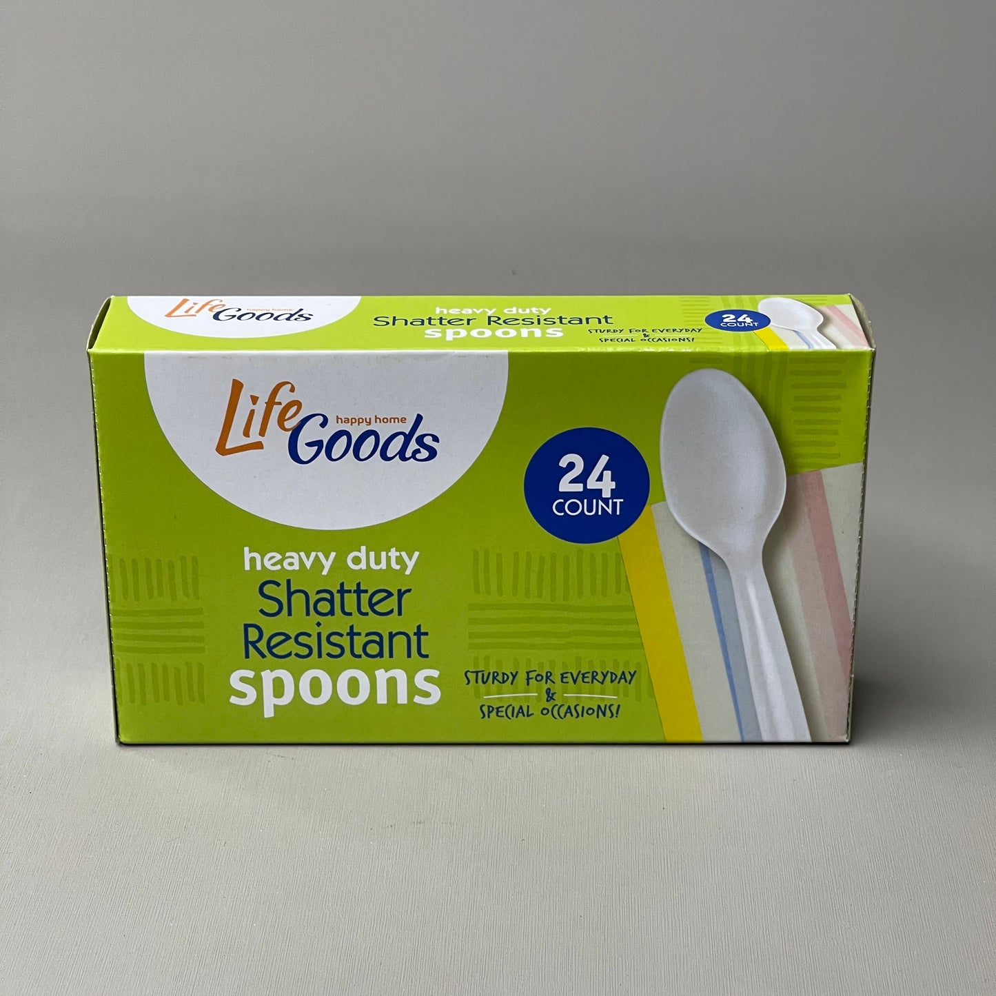 LIFE GOODS Heavy Duty Shatter Resistance Plastic Spoons White 3/24 Pack (NEW)