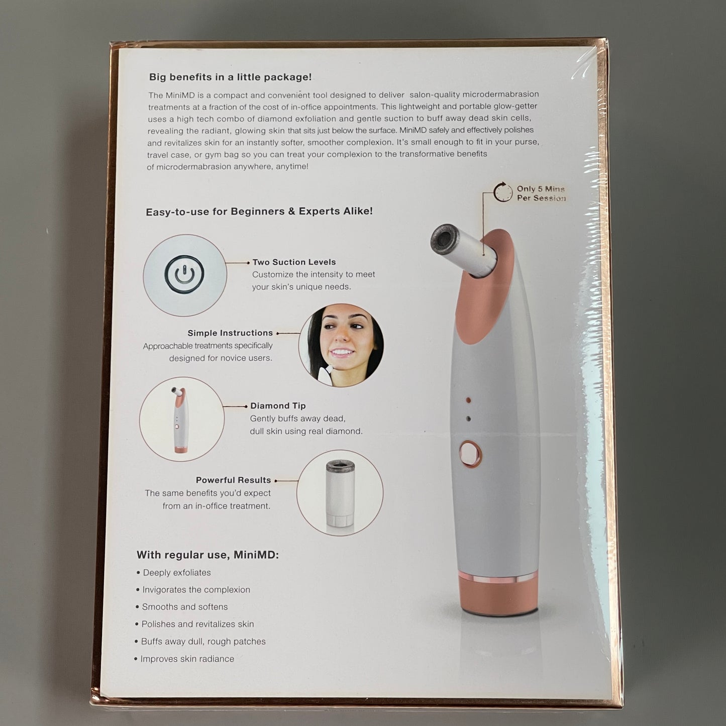 TROPHY SKIN Mini MD Portable Home Microdermabrasion System TSMINIMD White (New)