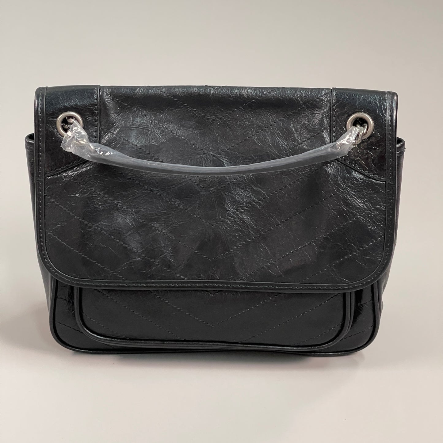 PLUM QUEEN Classic Genuine Leather Handbag Women's Sz S Black (New)