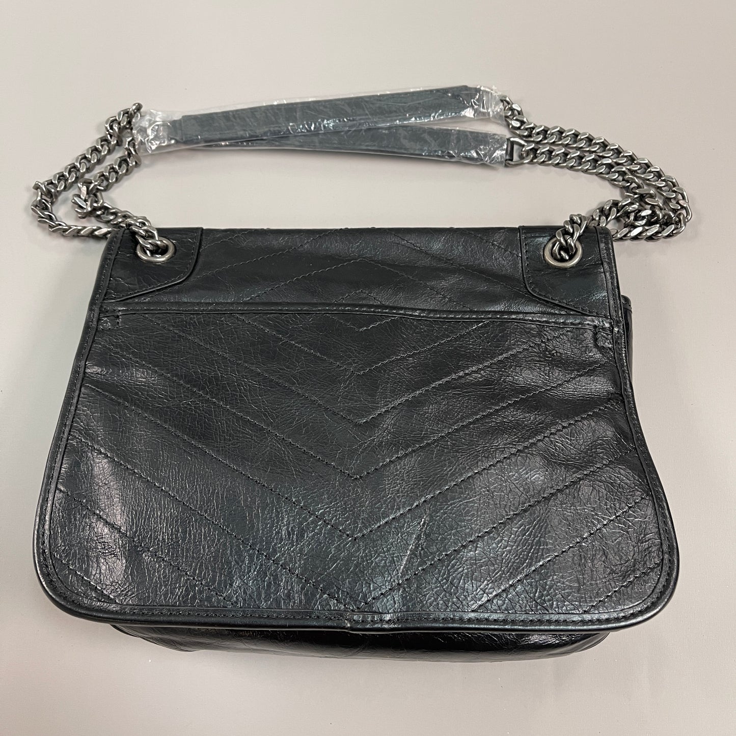 PLUM QUEEN Classic Genuine Leather Handbag Women's Sz S Black (New)