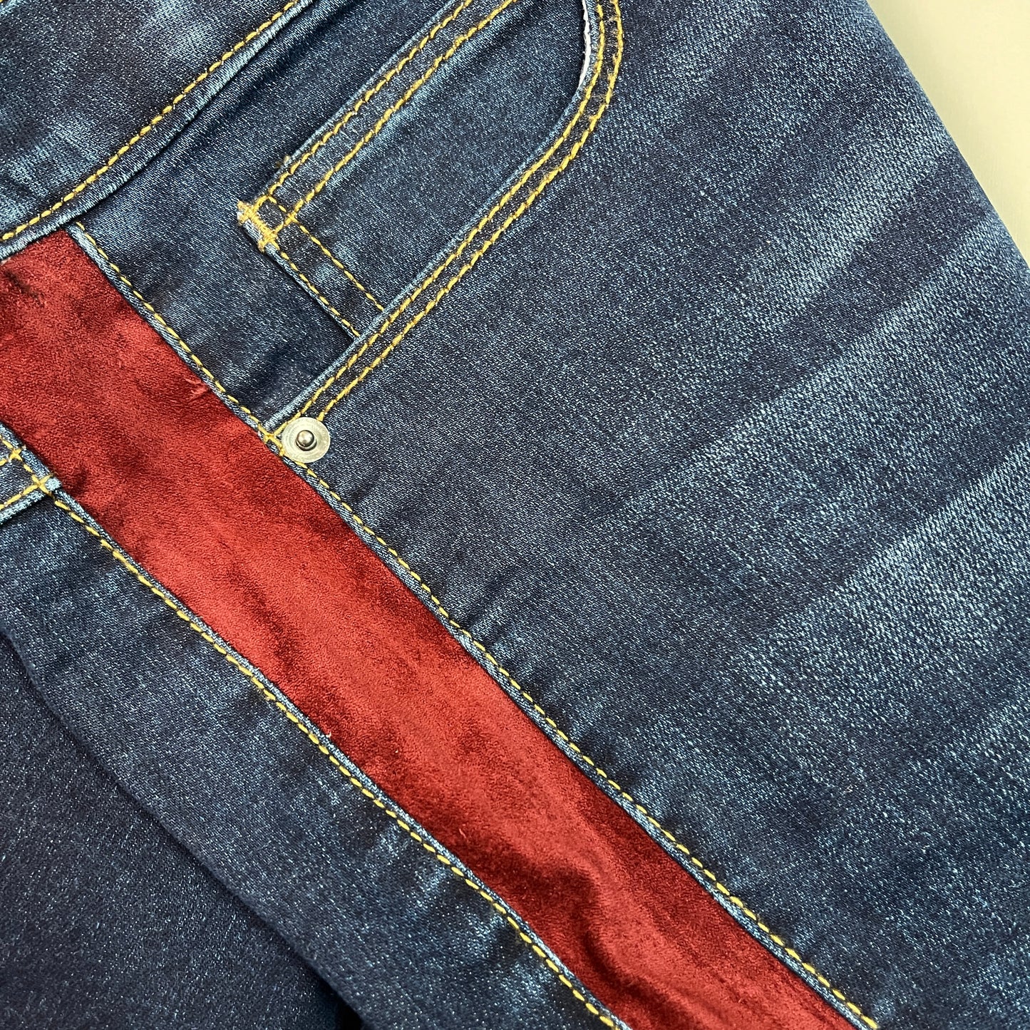 CLINTON KELLY Frayed Hem Jeans Women's Sz 16 Regular Dark Wash W/ Maroon Striped Side (New)