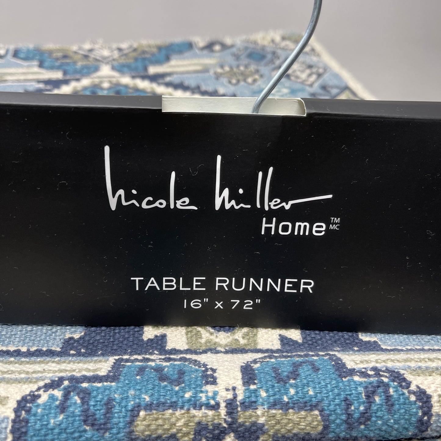 NICOLE MILLER HOME Table Runner 16" x 72" Blue Aztec Pattern 502524 (New)