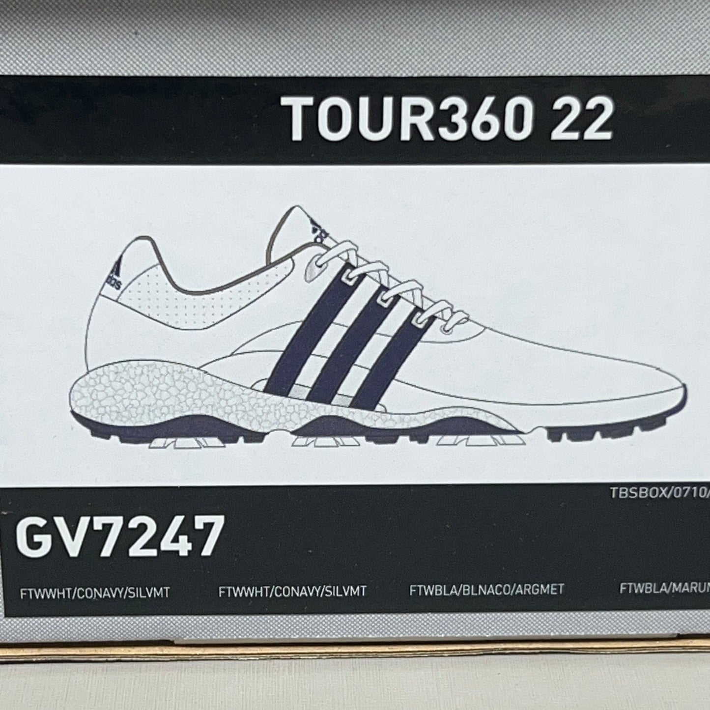 ADIDAS Golf Shoes TOUR360 22 Leather Men's Sz 7.5 White / Navy / Silver GV7247 (New)