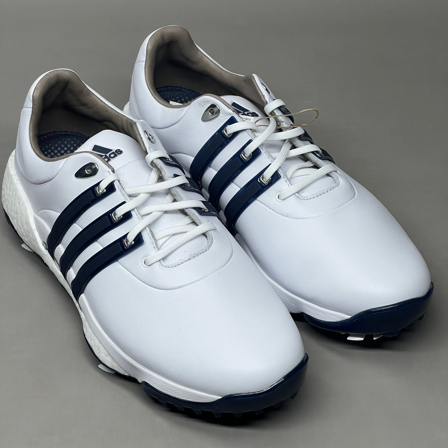 ADIDAS Golf Shoes TOUR360 22 Leather Men's Sz 12 White / Navy / Silver GV7247 (New)