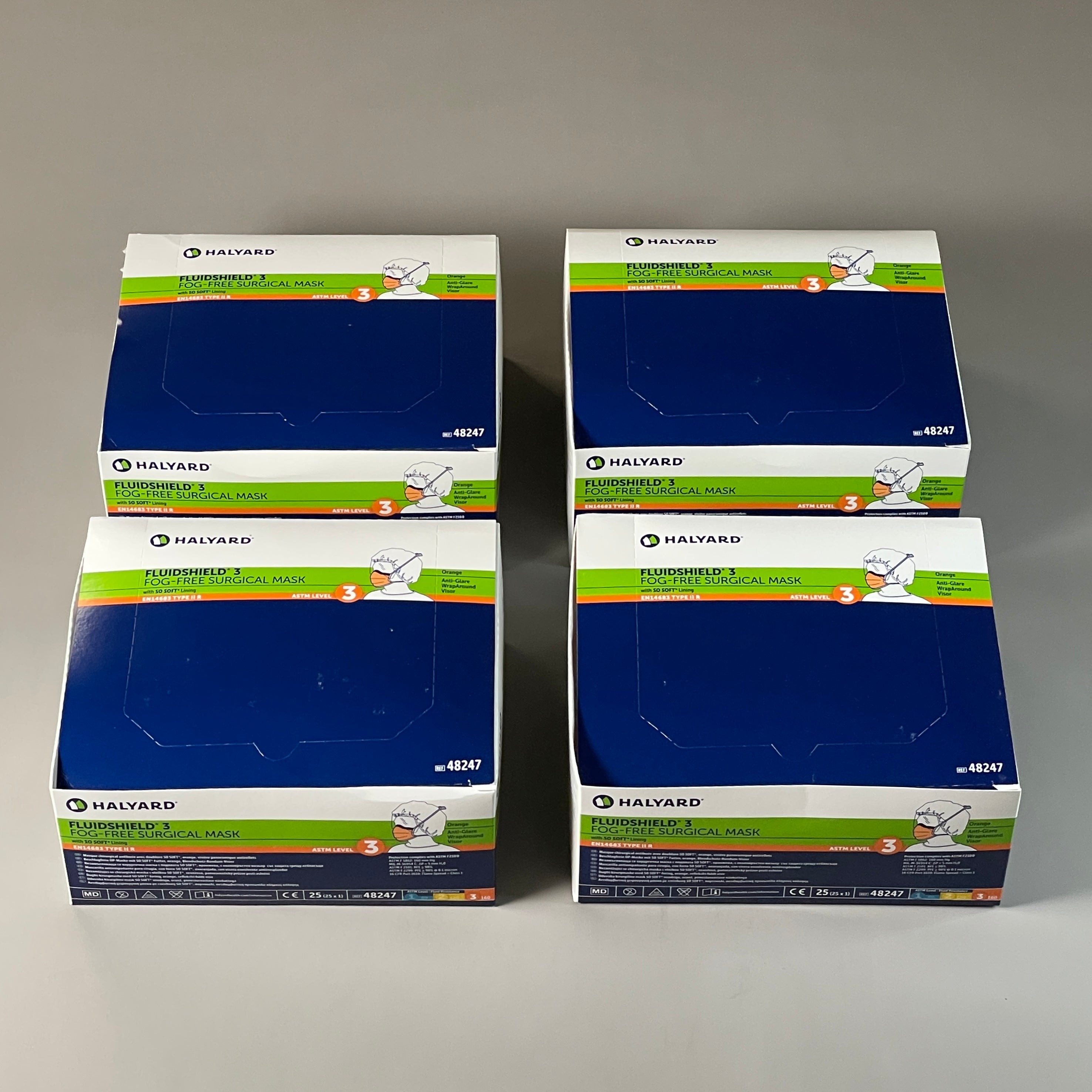 HALYARD Fluidshield 3 Fog-Free Surgical Mask 100 Pieces 48247 (New ...