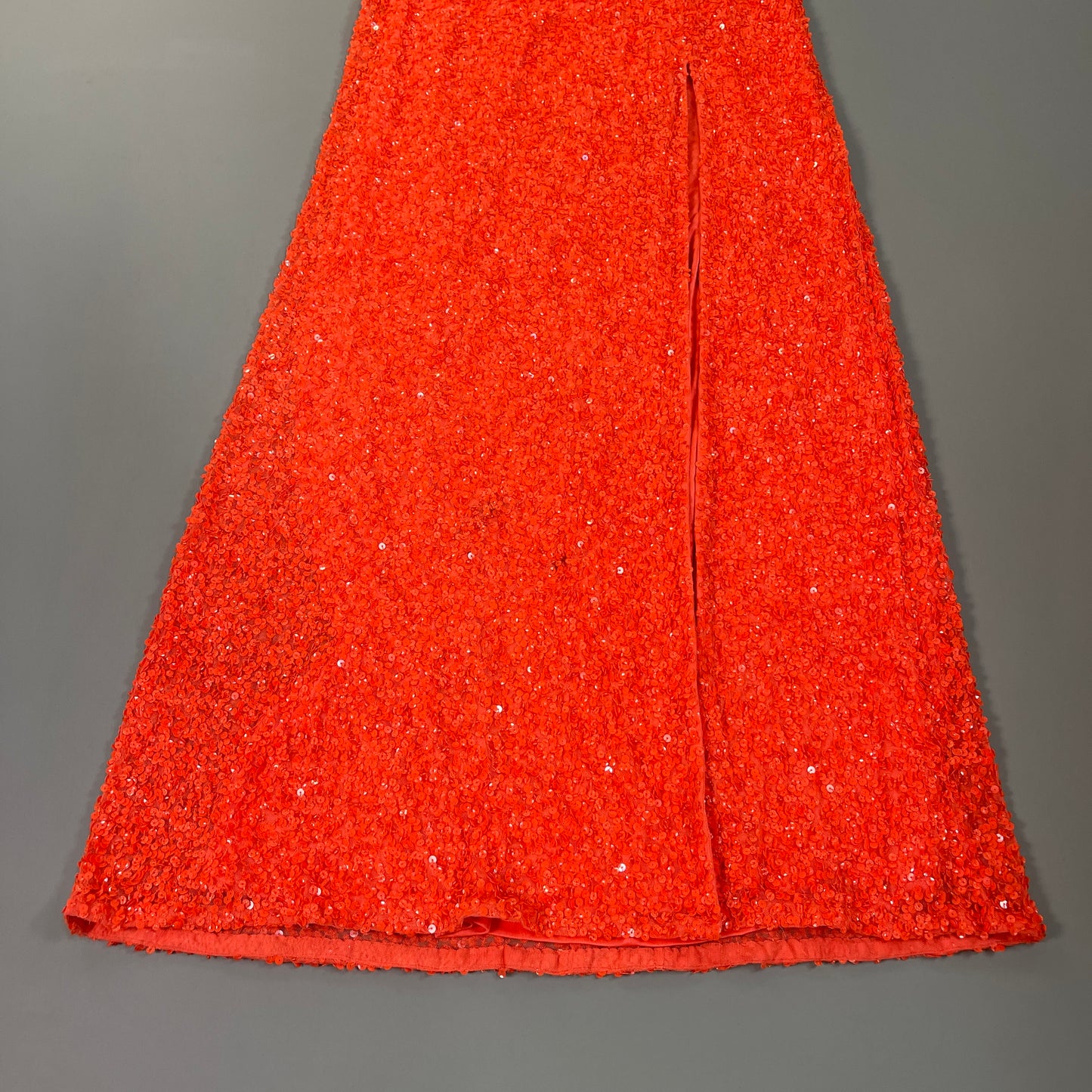 SCALA Sleeveless Open Back Evening Dress Women's Sz 8 Neon Orange 60141 (New)