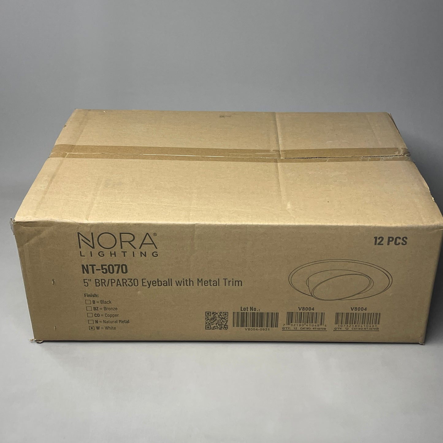NORA LIGHTING 5" Eyeball Trim 12-PACK w/ Metal Trim BR/PAR30 White NT-5070 (New)