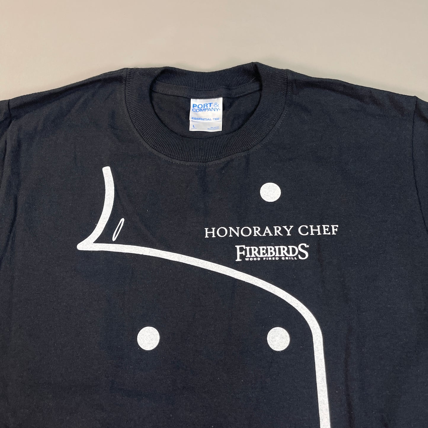 FIREBIRDS Honorary Chef Employee Staff Uniform SS Shirt Youth Sz L Black (New)