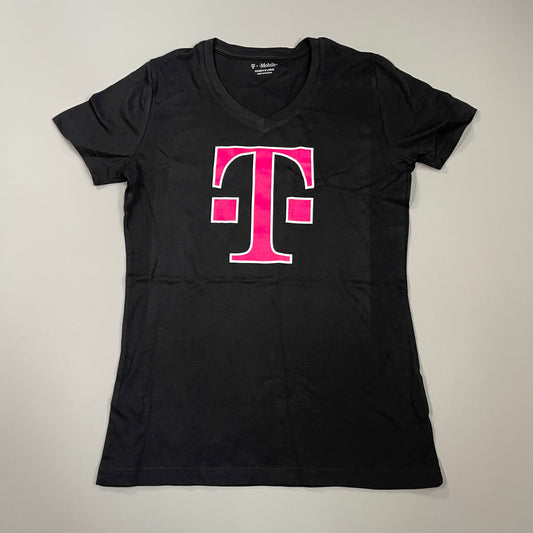 T-MOBILE Tee Shirt Short Sleeve Women's Sz L Black/Pink Cotton Poly (New)