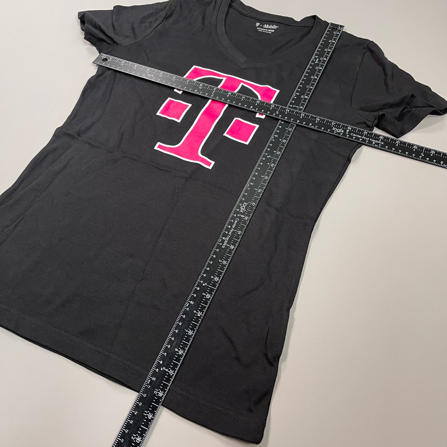 T-MOBILE Tee Shirt Short Sleeve Women's Sz L Black/Pink Cotton Poly (New)