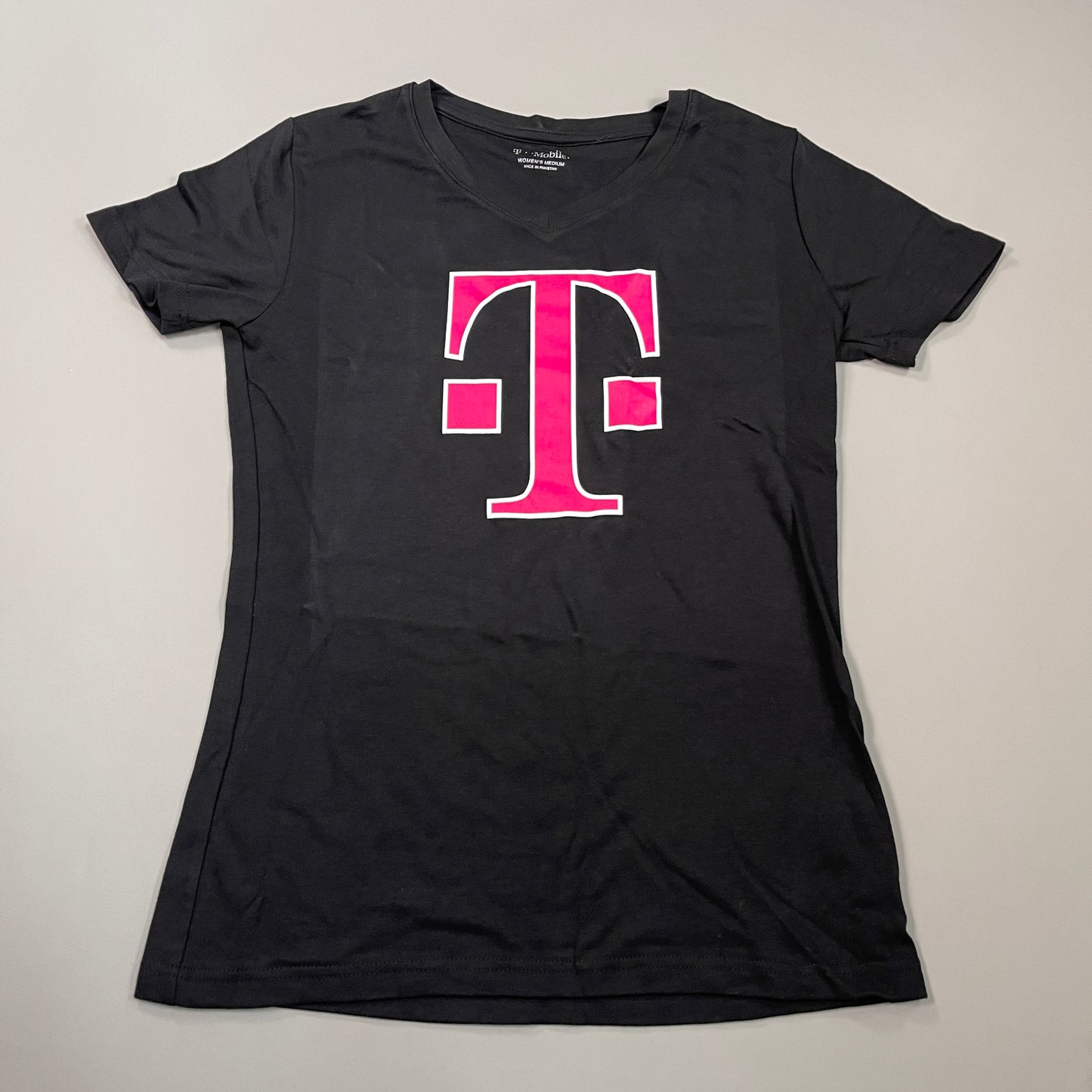 T-MOBILE Tee Shirt Short Sleeve Women's Sz M Black/Pink Cotton Poly (New)