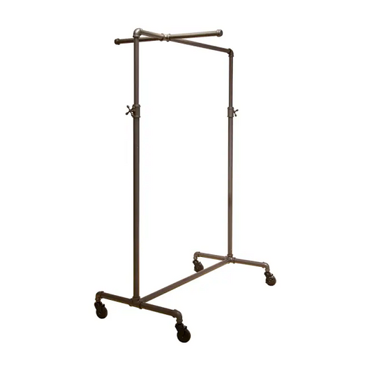 ECONOCO Pipeline Adjustable Ballet Rolling Rack W/ One Cross Bar Grey PSBBCB1ADJ (New)