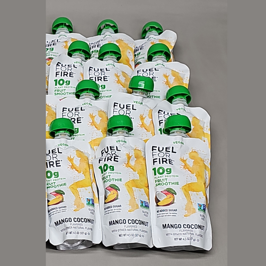 ZA@ FUEL FOR FIRE Protein Fruit Smoothie Pack of 12 4.5 oz Mango Coconut Vegan Exp 10/23 (New) H