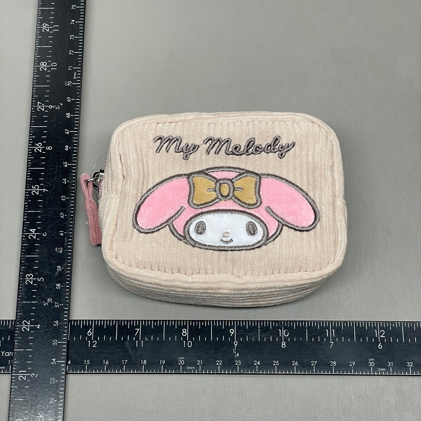 SANRIO My Melody Character Mini Pouch Corduroy Series Taupe