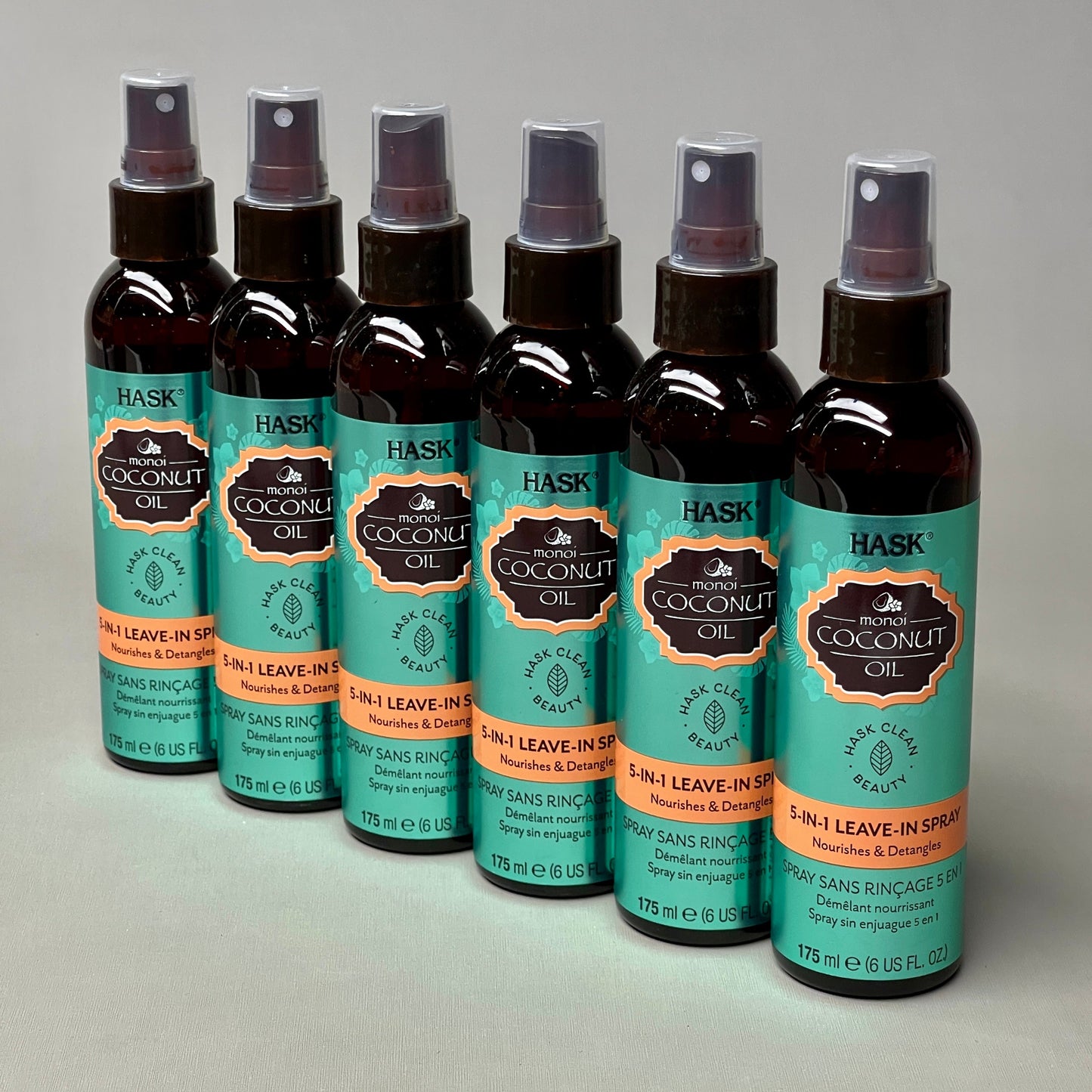 ZA@ HASK Coconut Oil 5 in 1 Leave in Condition Spray  6-PACK 6 oz 30228A(NEW)