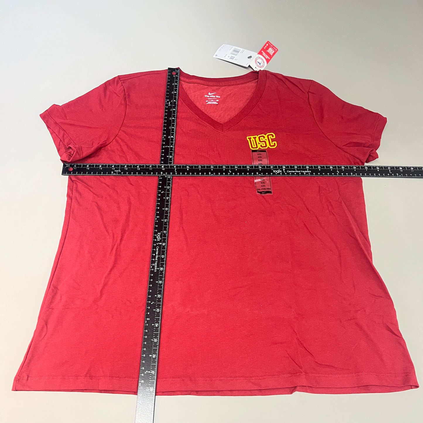 NIKE USC Trojans Logo Dri-Fit V-Neck T-Shirt Women's Sz XXL Cardinal Red DQ1708-613 (New)