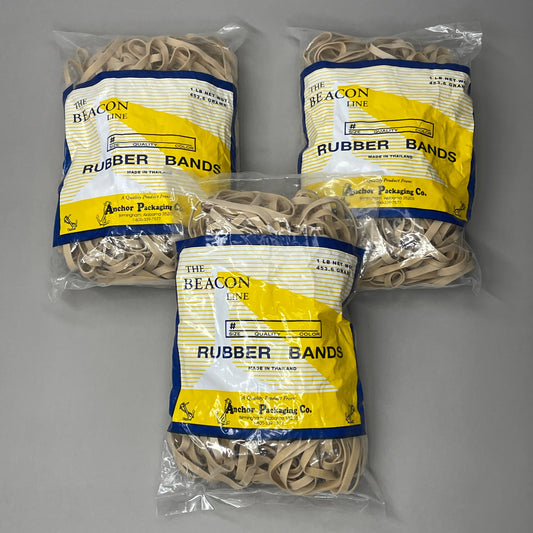 za@ ANCHOR PACKAGING CO The Beacon Line Rubber Bands 3 lbs Total (3 x 1 lb Bags) Size 64 (New) H