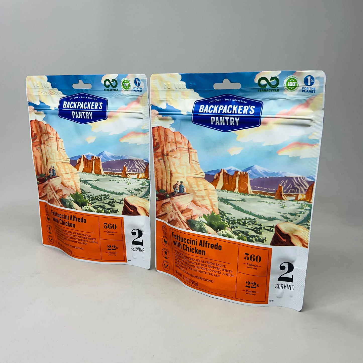 BACKPACKER’S PANTRY Freeze Dried Fettuccini Alfredo w/ Chicken 2-PACK! 6.7 oz (New)