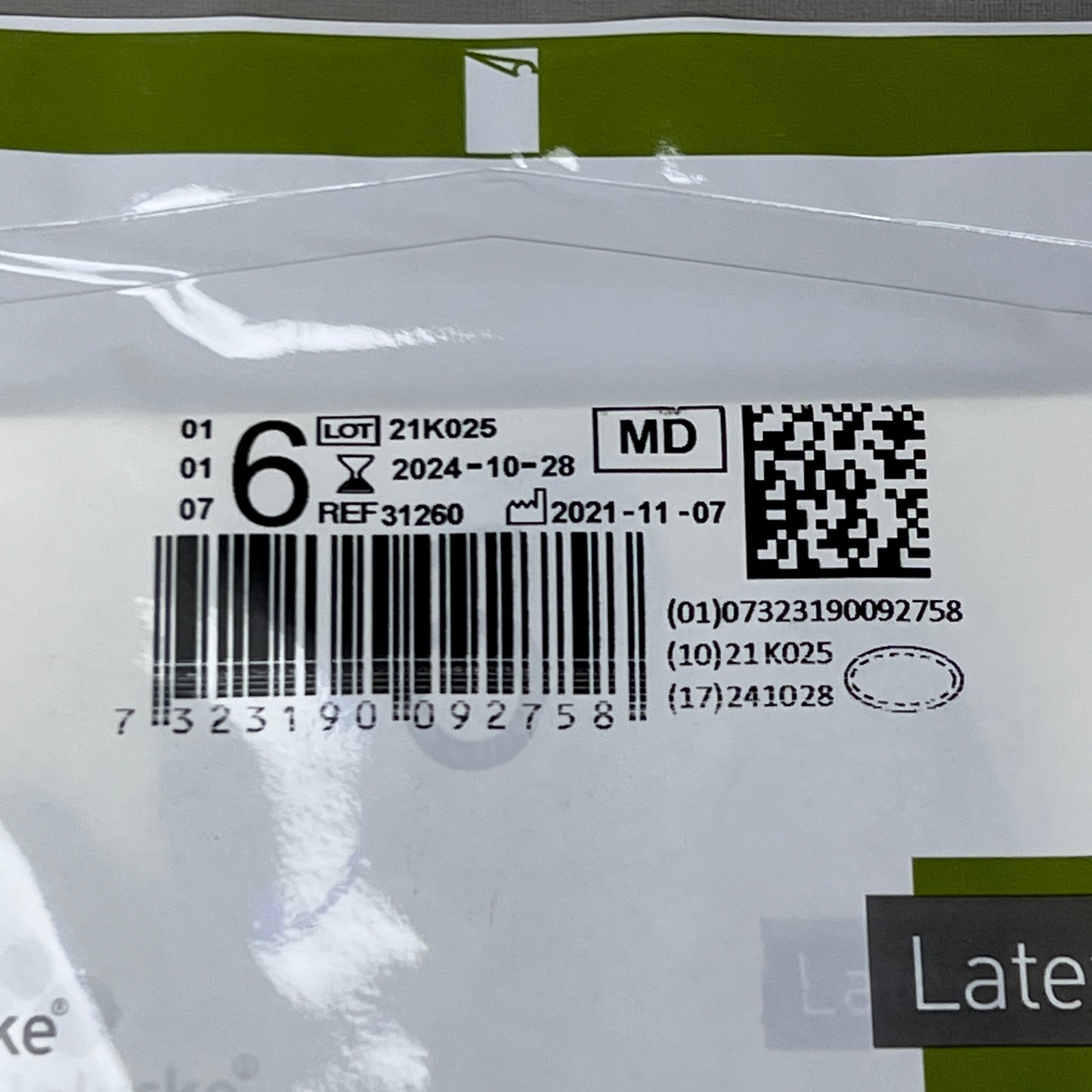 MOLNLYCKE Biogel Latex Surgical Indicator Underglove SZ 6 Green 50 Pairs 31260 (New)