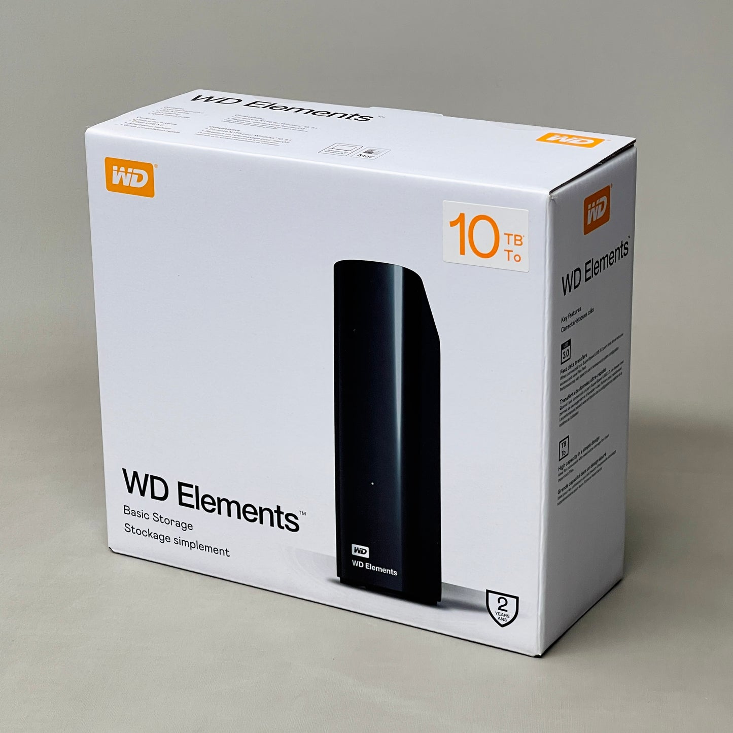 WD Elements 10TB USB 3.0 Desktop External Hard Drive Black WDBWLG0100HBK-NESN (New)