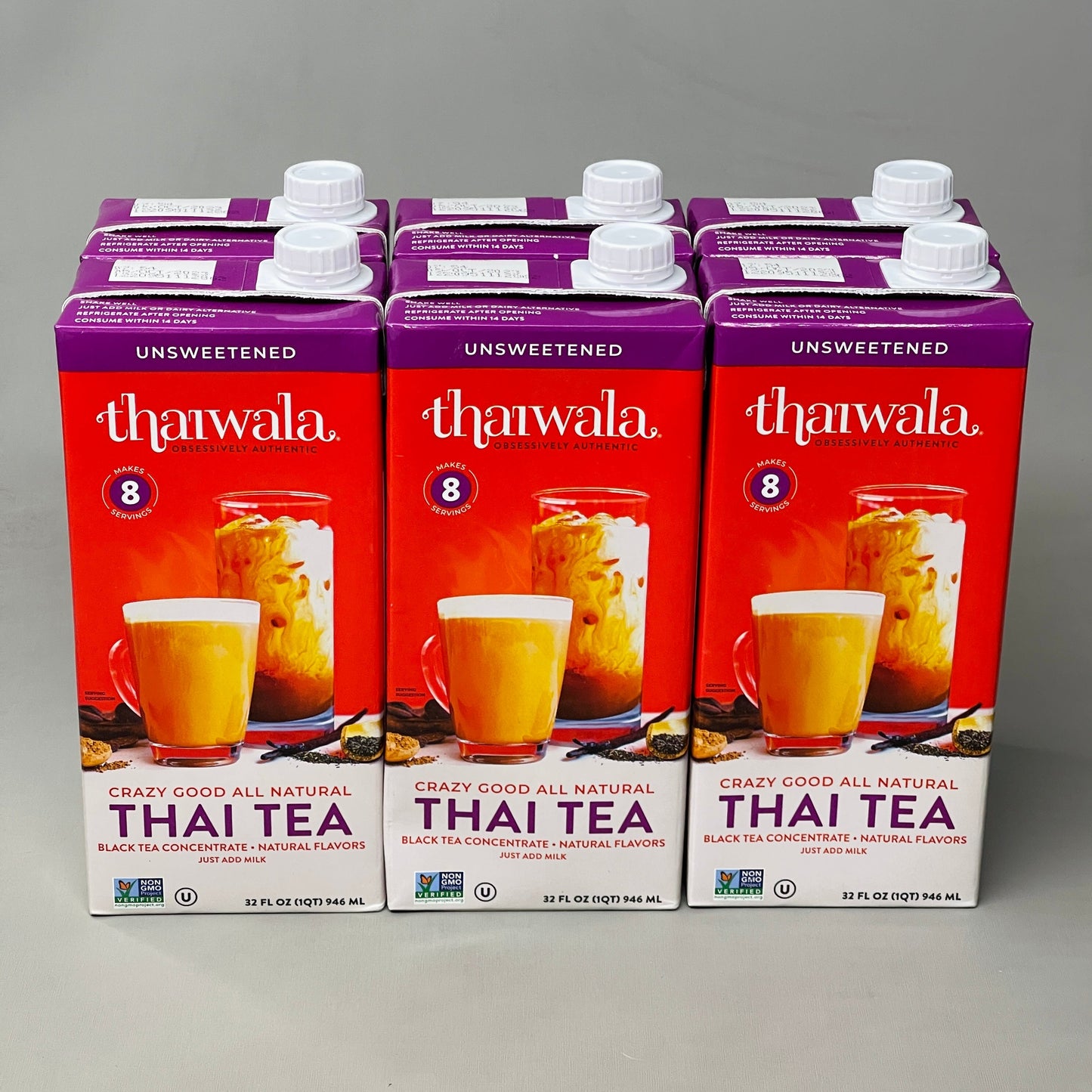 ZA@ THAIWALA 6 Pack Of All Natural Thai Tea Black Tea Concentrate 32 FL OZ 10/23 H