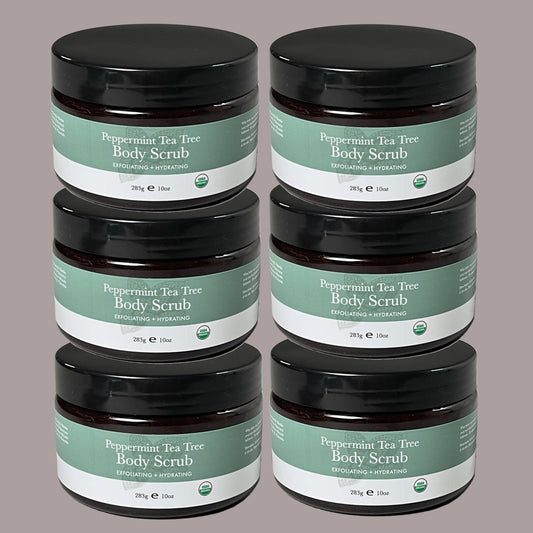 ZA@ BEAUTY BY EARTH Lot Of 6 Peppermint Tea Tree Body Scrub (Exfoliate, Smoothing, Hydrating) 10 oz B