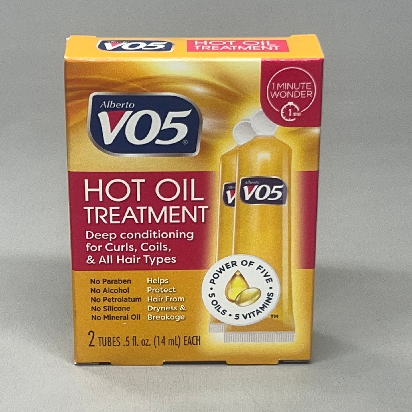 ALBERTO Vo5 Hot Oil Treatment 2-PACK! (2 tubes/box = 4 total tubes) 0.5 fl oz (New)