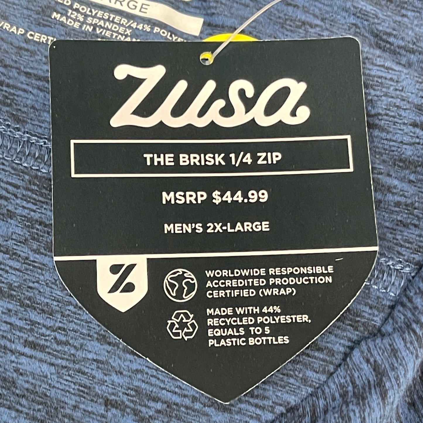 ZUSA Pull Over Shirt Long Sleeve Brisk Quarter Zip Men's Sz 2XL Navy Heather (New)