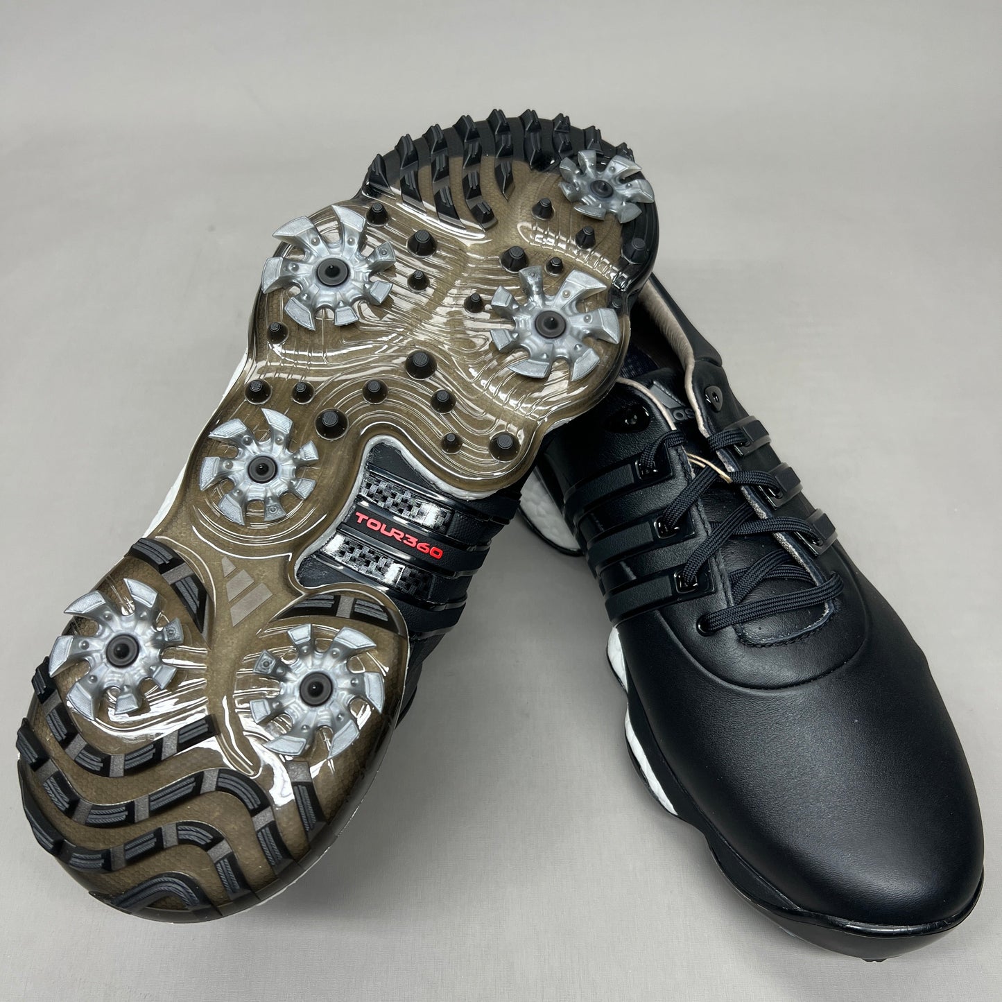 ADIDAS Golf Shoes TOUR360 22 Leather Men's Sz 8 Black / Iron Metallic GZ3158 (New)