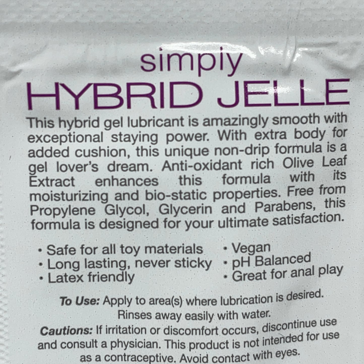 WICKED SENSUAL CARE 144-PACK Simply Hybrid Jelle Clean & Simple Water & Silicone Blended Gel Lubricant .1 oz Exp. 09/24 (New)