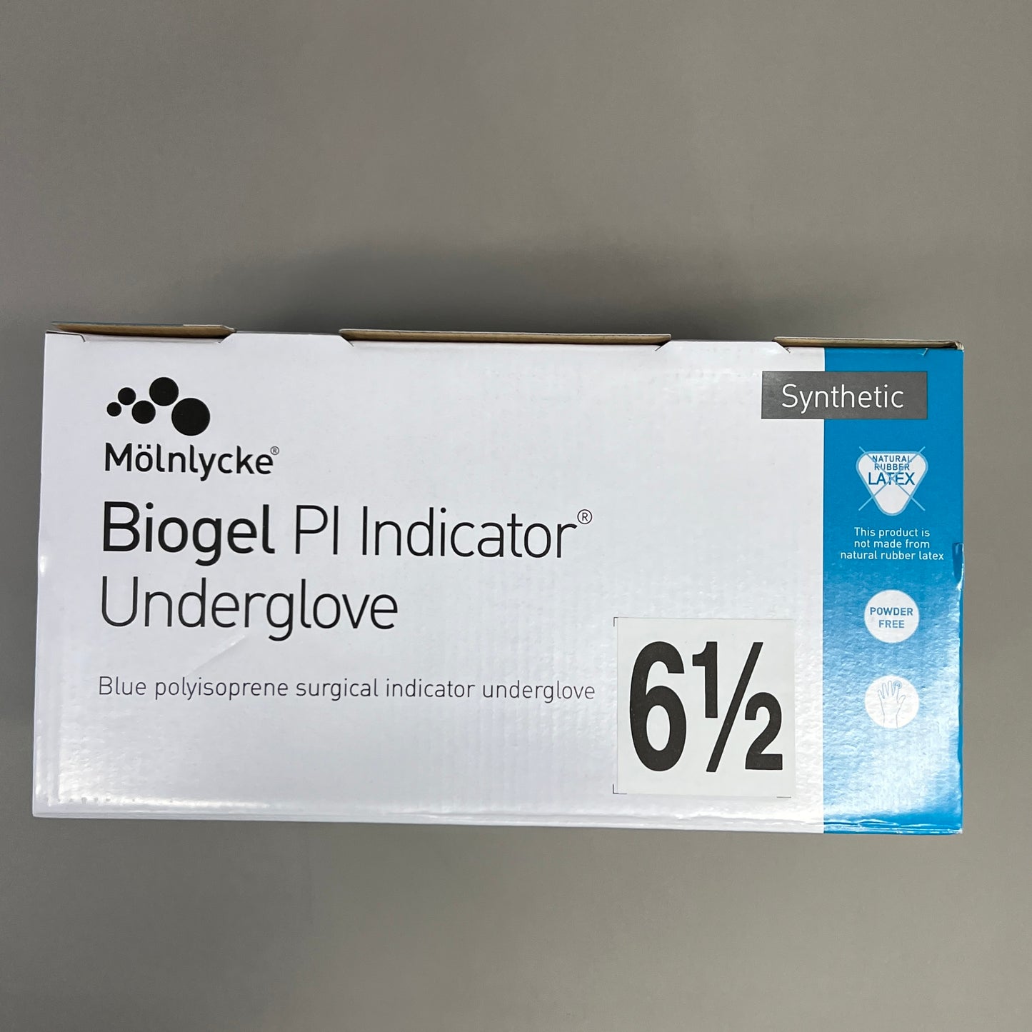 MOLNLYCKE Biogel Pl Indicator Synthetic Underglove SZ 6.5 Blue 50 Pairs 41665 (New)