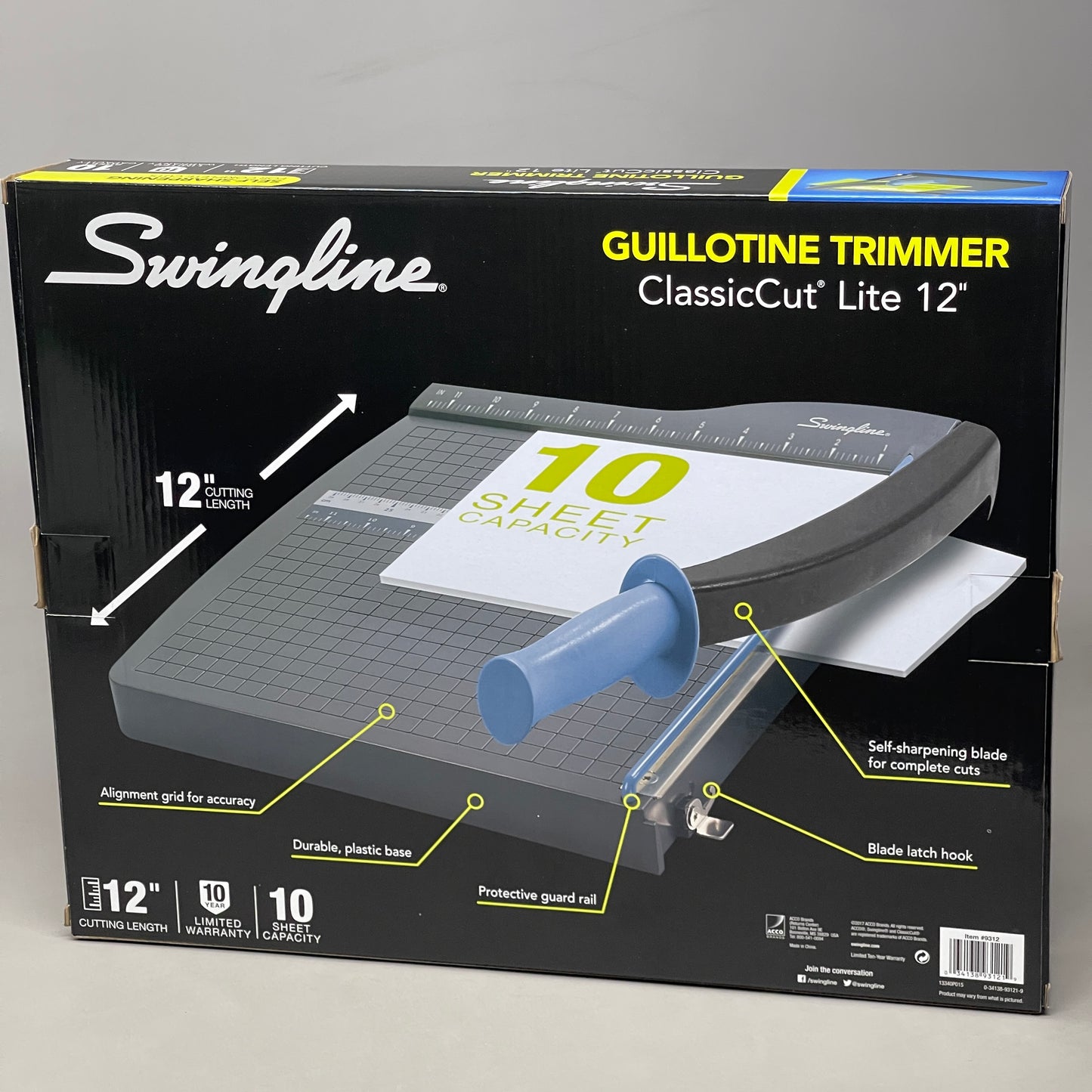 SWINGLINE Classic Cut Light 12" Guillotine Trimmer Self Sharpening 9312 (New)