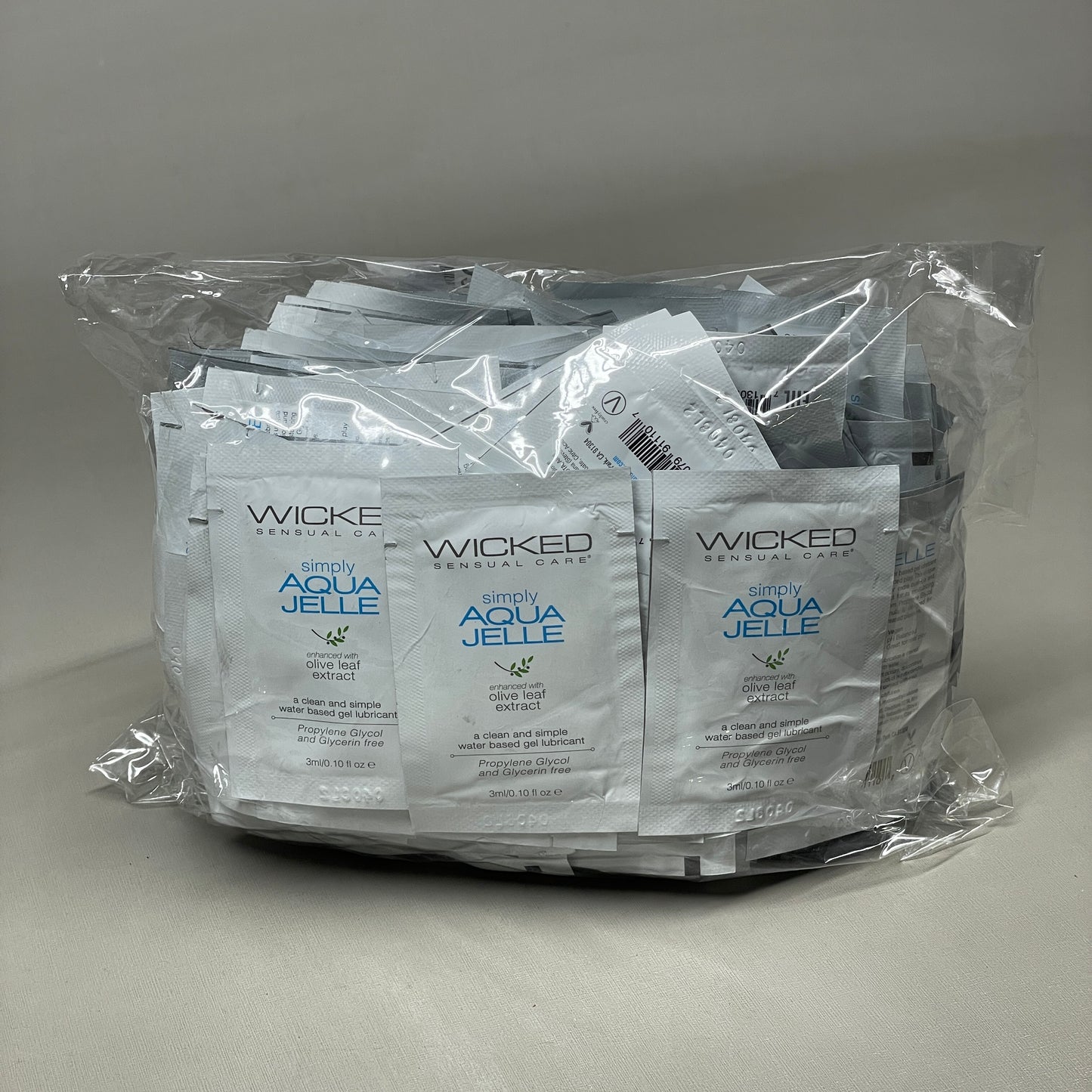 WICKED SENSUAL CARE 144-PACK Simply Aqua Jelle Clean & Simple Water Based Gel Lubricant .1 oz (New)