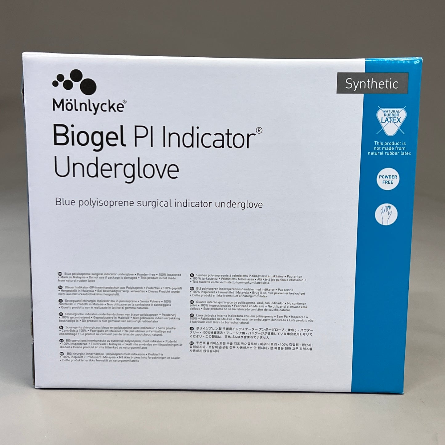 MOLNLYCKE Biogel Pl Indicator Synthetic Underglove SZ 7.5 Blue 50 Pairs 41675 (New)
