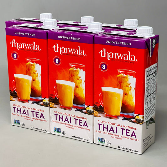 ZA@ THAIWALA 6 Pack Of All Natural Thai Tea Black Tea Concentrate 32 FL OZ 10/23 J