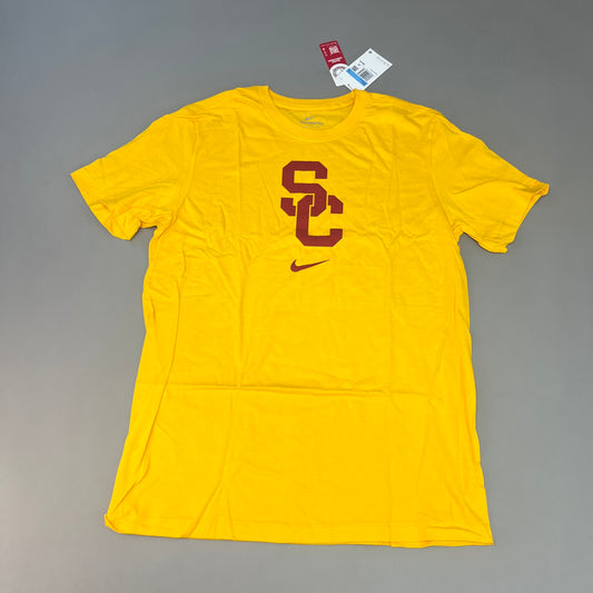 NIKE USC Trojans SC Interlock Logo T-Shirt Men's Sz M Gold/Yellow DD7280-739 (New)