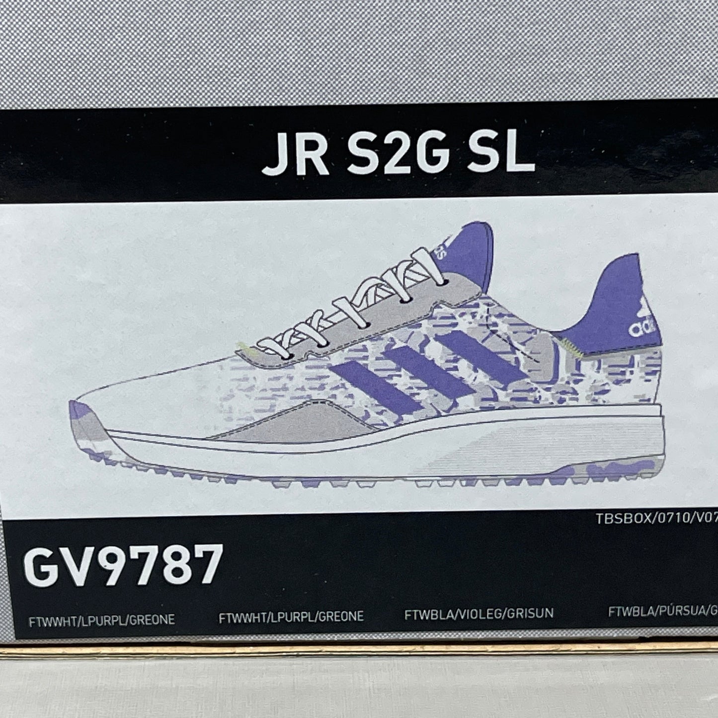 ADIDAS Golf Shoes JR S2G SL Waterproof Youth Sz 5 White / Lime / Purple GV9787 (New)