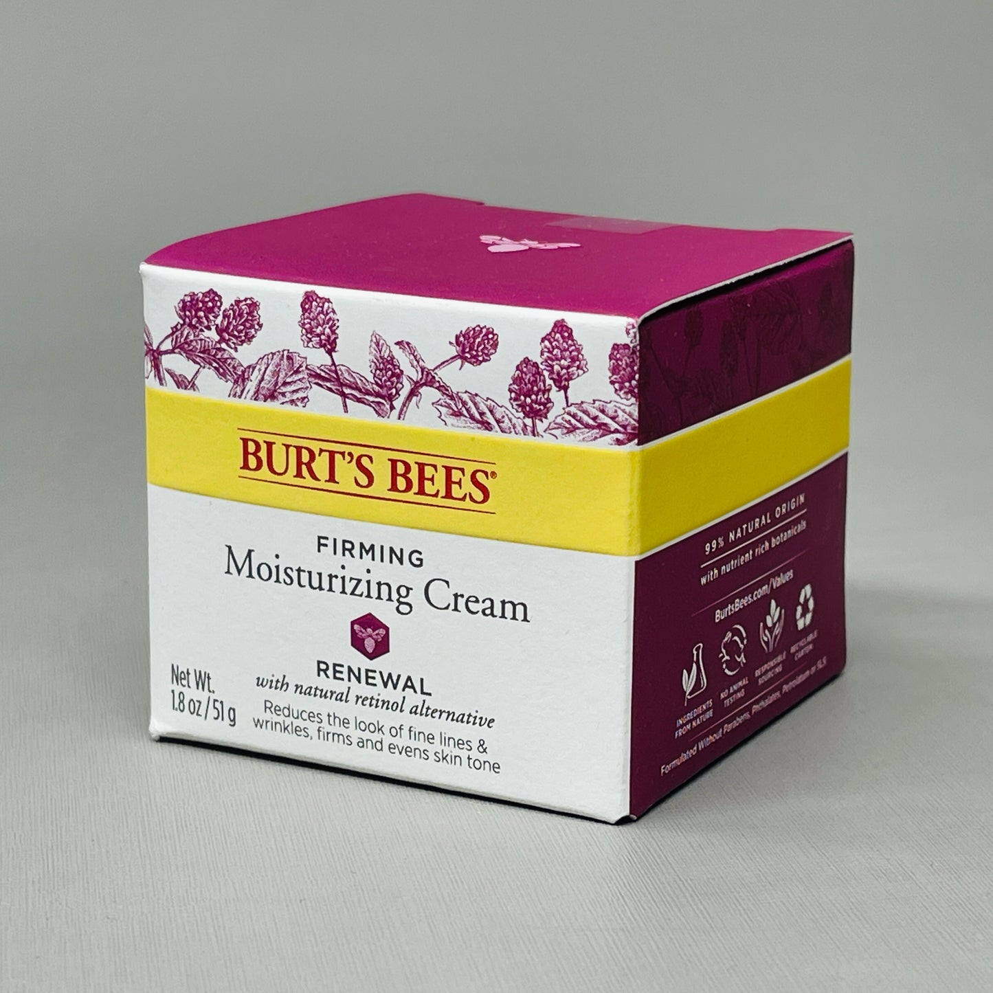 BURT'S BEES Firming Moisturizing Cream Renewal w/ Retinol 1.8 oz BB 02/2024 (New)