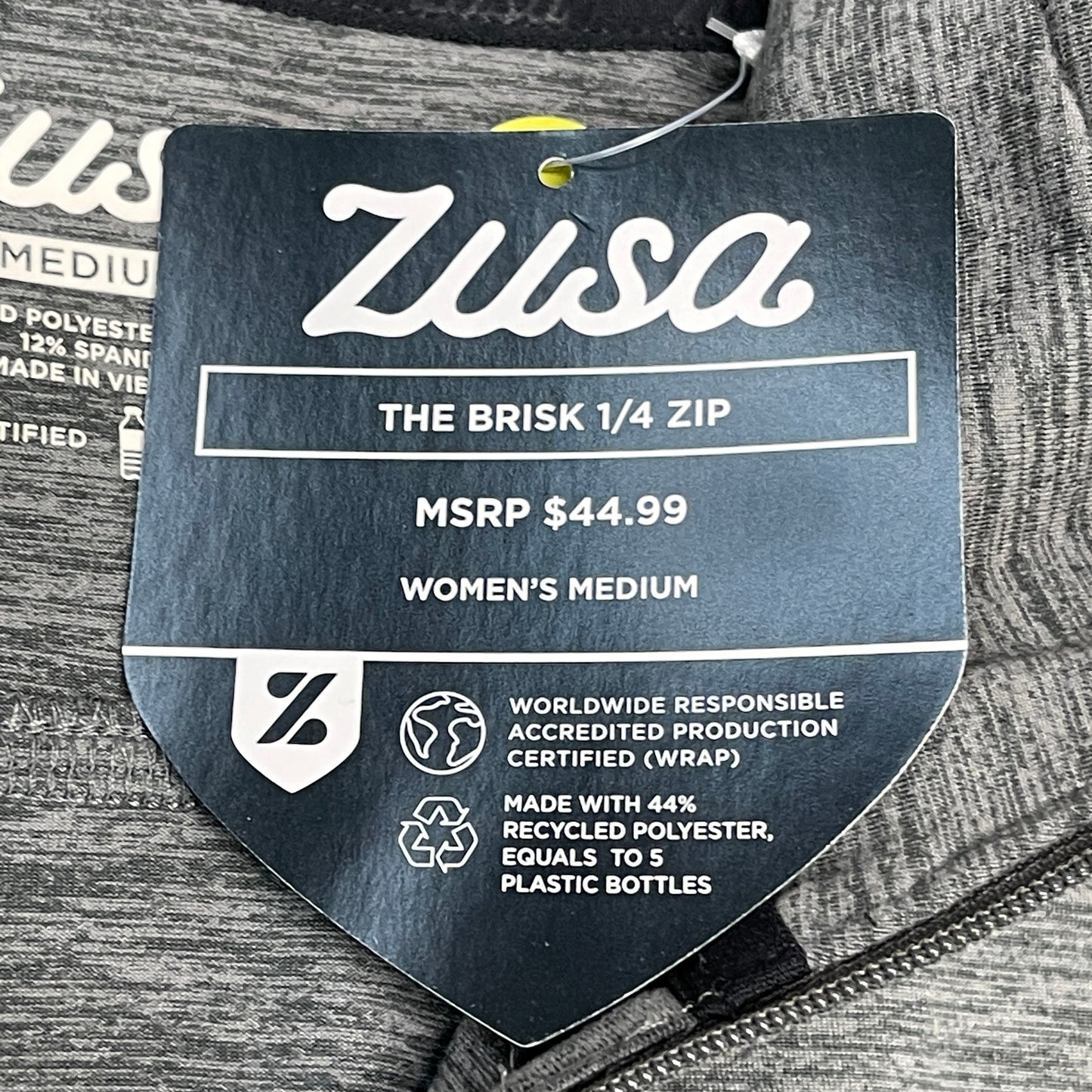 ZUSA Pull Over Shirt Long Sleeve Brisk Quarter Zip Women's Sz M Charcoal Heather (New)