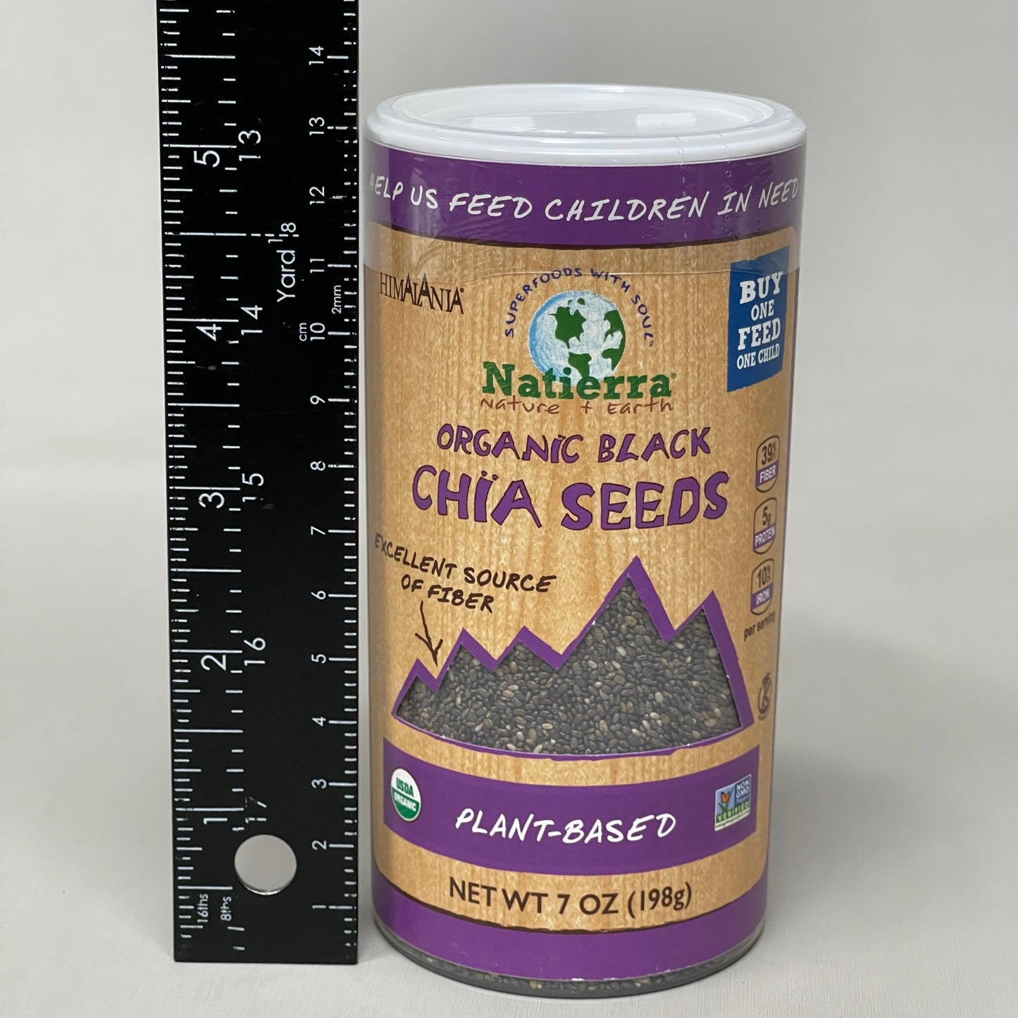 ZA@ NATIERRA Nature & Earth Organic Black Chia Seeds 7 oz Shakers / 2 Cartons (New) C