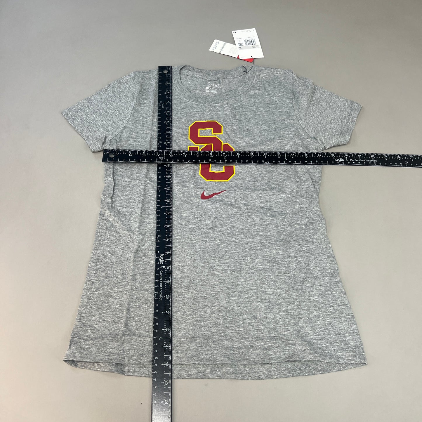 NIKE USC Interlock Trojans Logo Dri-Fit  T-Shirt Women's Sz XS Grey DJ3113-063 (New)