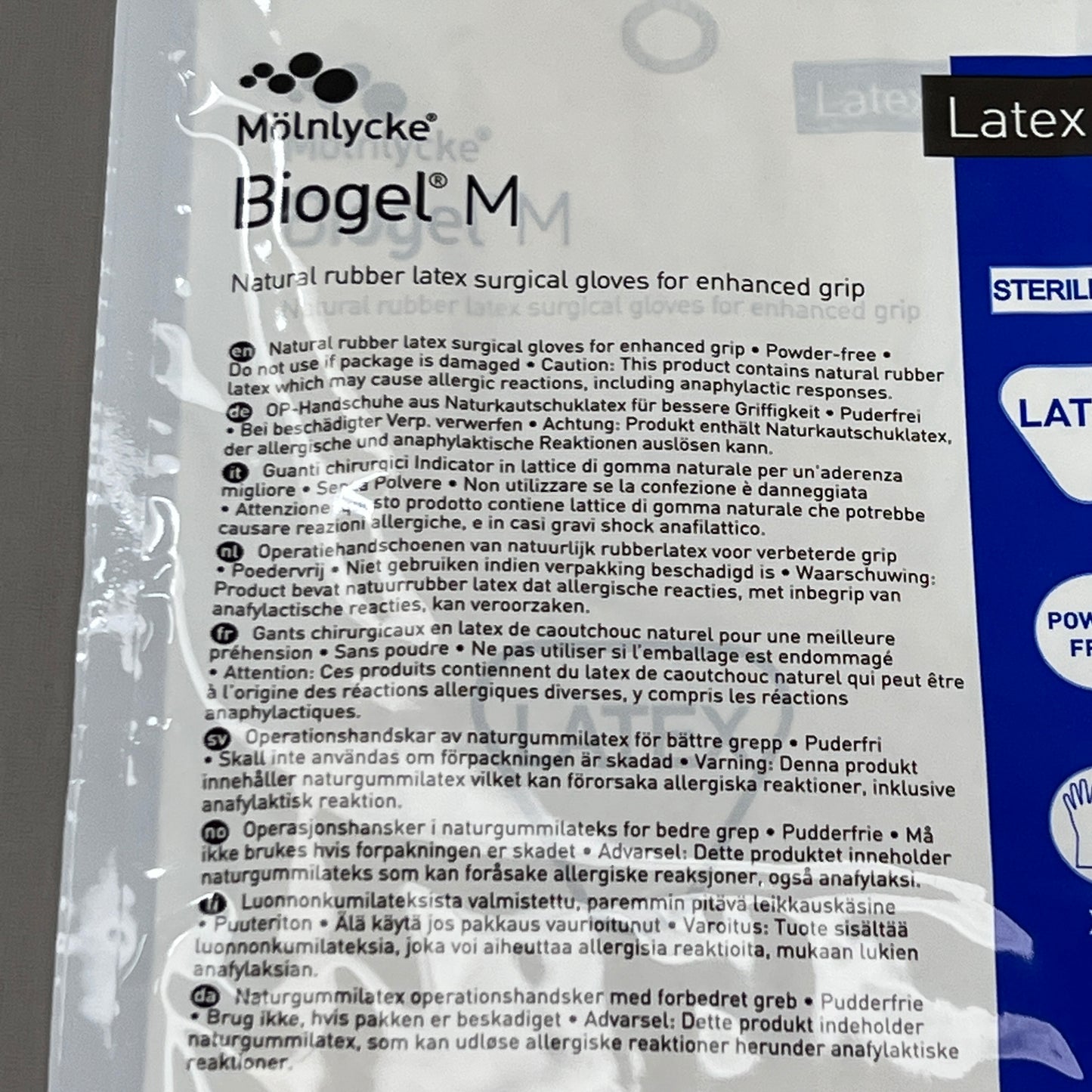 MOLNLYCKE Biogel M Latex Surgical Gloves Enhanced Grip SZ 8 Straw Yellow 50 Pairs 30580 (New)
