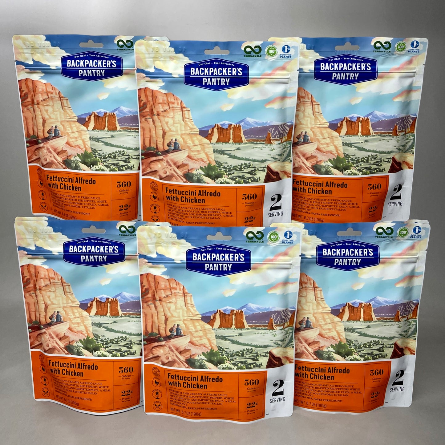 BACKPACKER’S PANTRY 6-PACK! Freeze Dried Fettuccini Alfredo w/ Chicken 6.7 oz BB 11/31