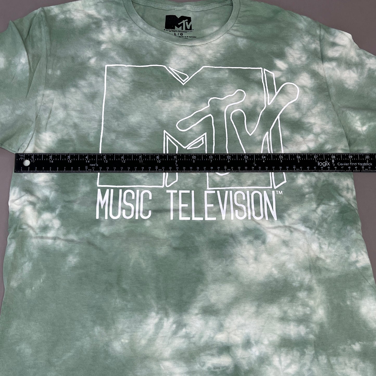 MTV Mint and White Tie-Dye Short Sleeve T-Shirt Women's Sz L 86947(New)