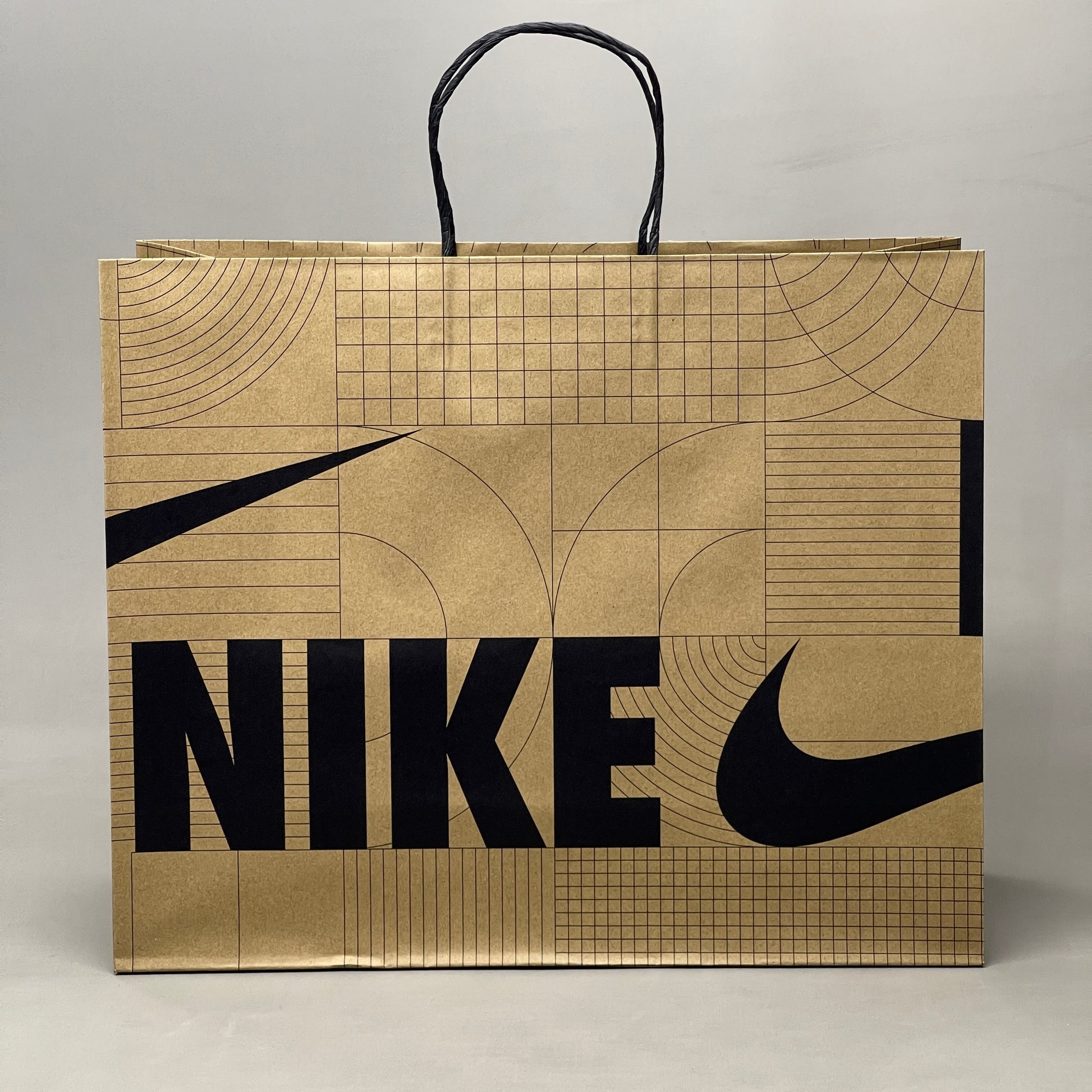 NIKE Iconic Swoosh Brown Recycled Paper Shopping Bag New Bag 16/13/6